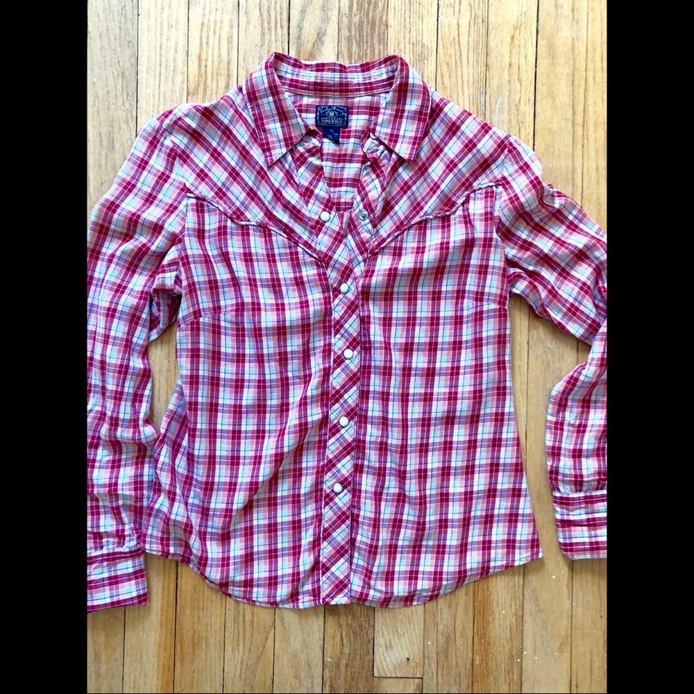 Lucky Brand Red Blouse w/Snaps, sz M